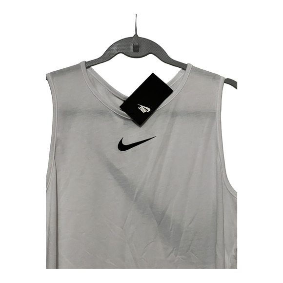 Nike loose fit white with black swoosh women's tank top. Size Medium NWTs - Picture 2 of 8